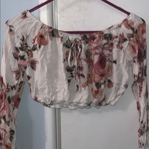 Off the shoulder cropped long sleeve